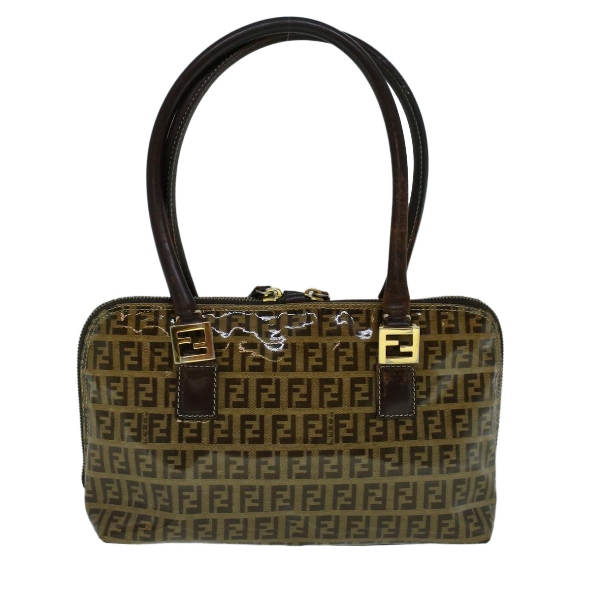 FENDI Zucchino Canvas Hand Bag Coated Canvas Brown 60354