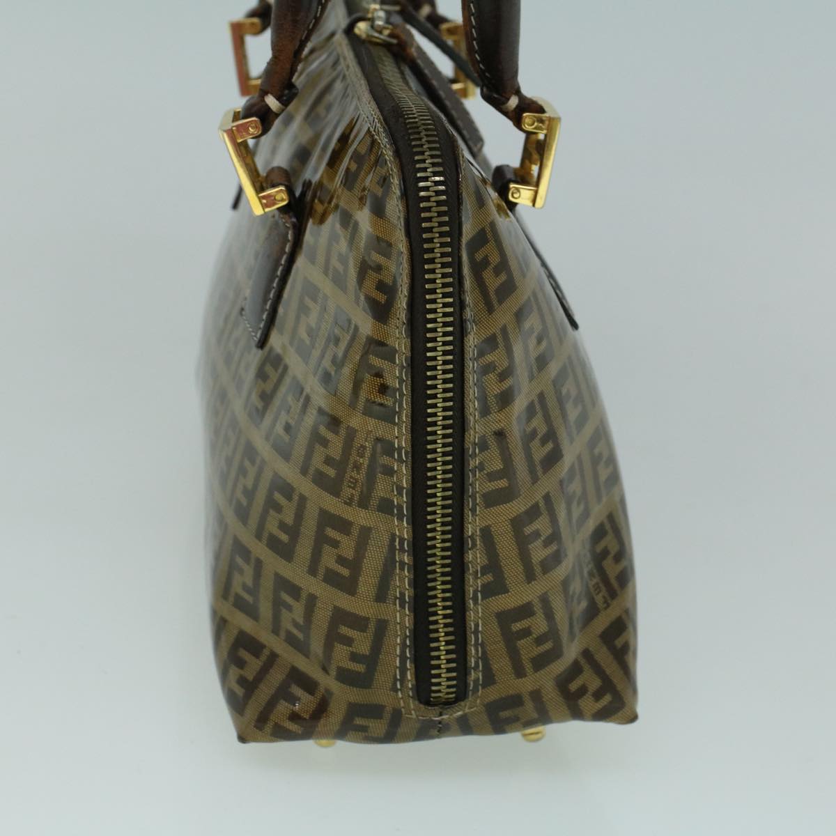 FENDI Zucchino Canvas Hand Bag Coated Canvas Brown 60354