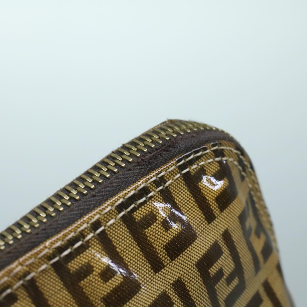FENDI Zucchino Canvas Hand Bag Coated Canvas Brown 60354