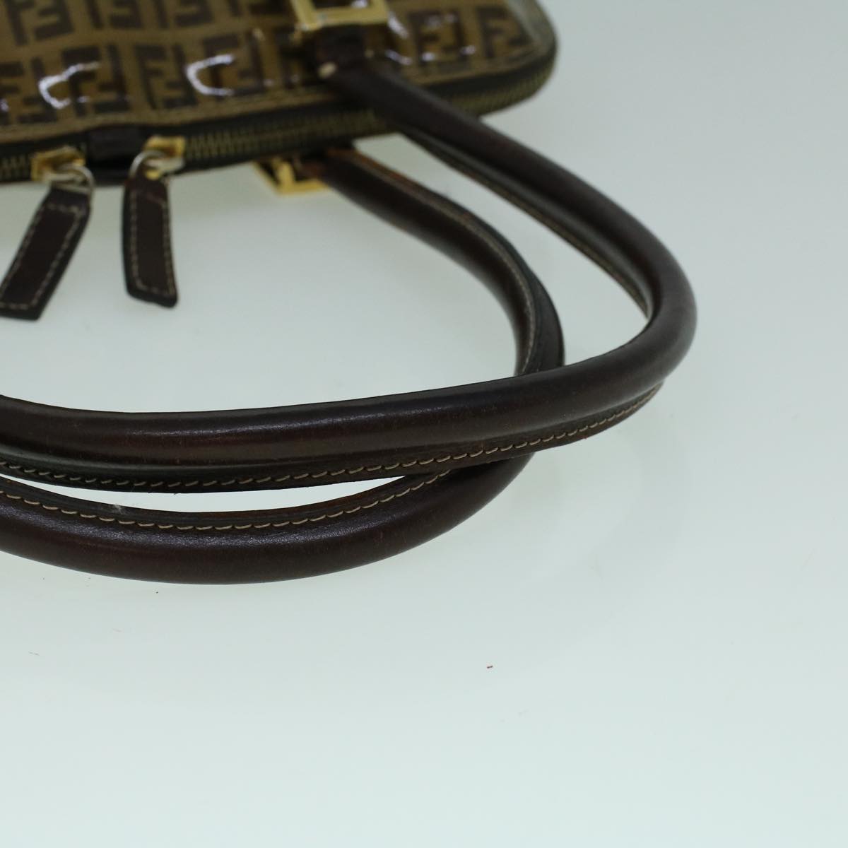 FENDI Zucchino Canvas Hand Bag Coated Canvas Brown 60354