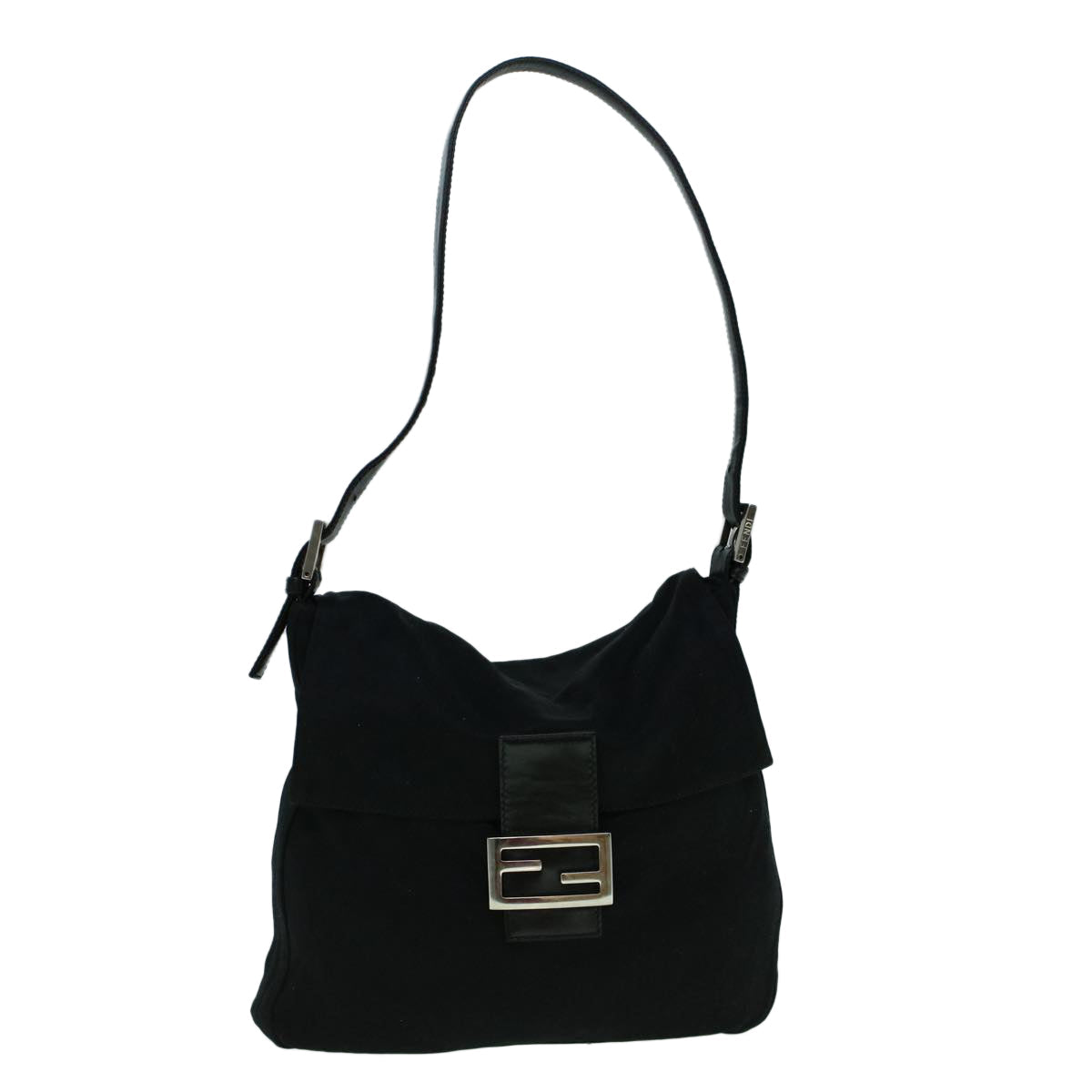 FENDI Mamma Baguette Shoulder Bag Nylon Black 60359
