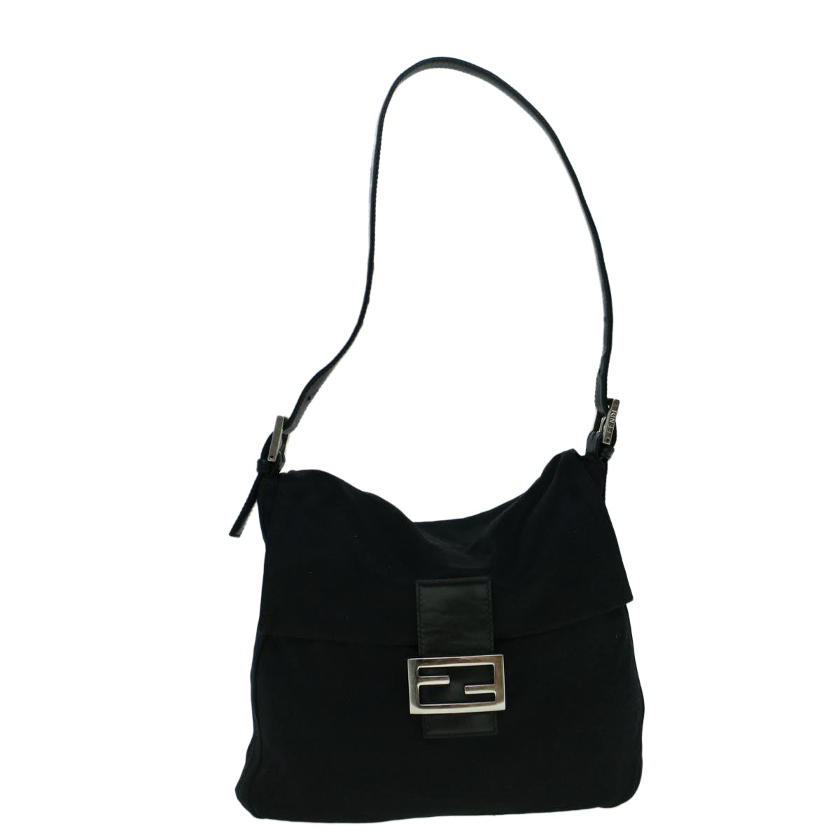 FENDI Mamma Baguette Shoulder Bag Nylon Black 60359