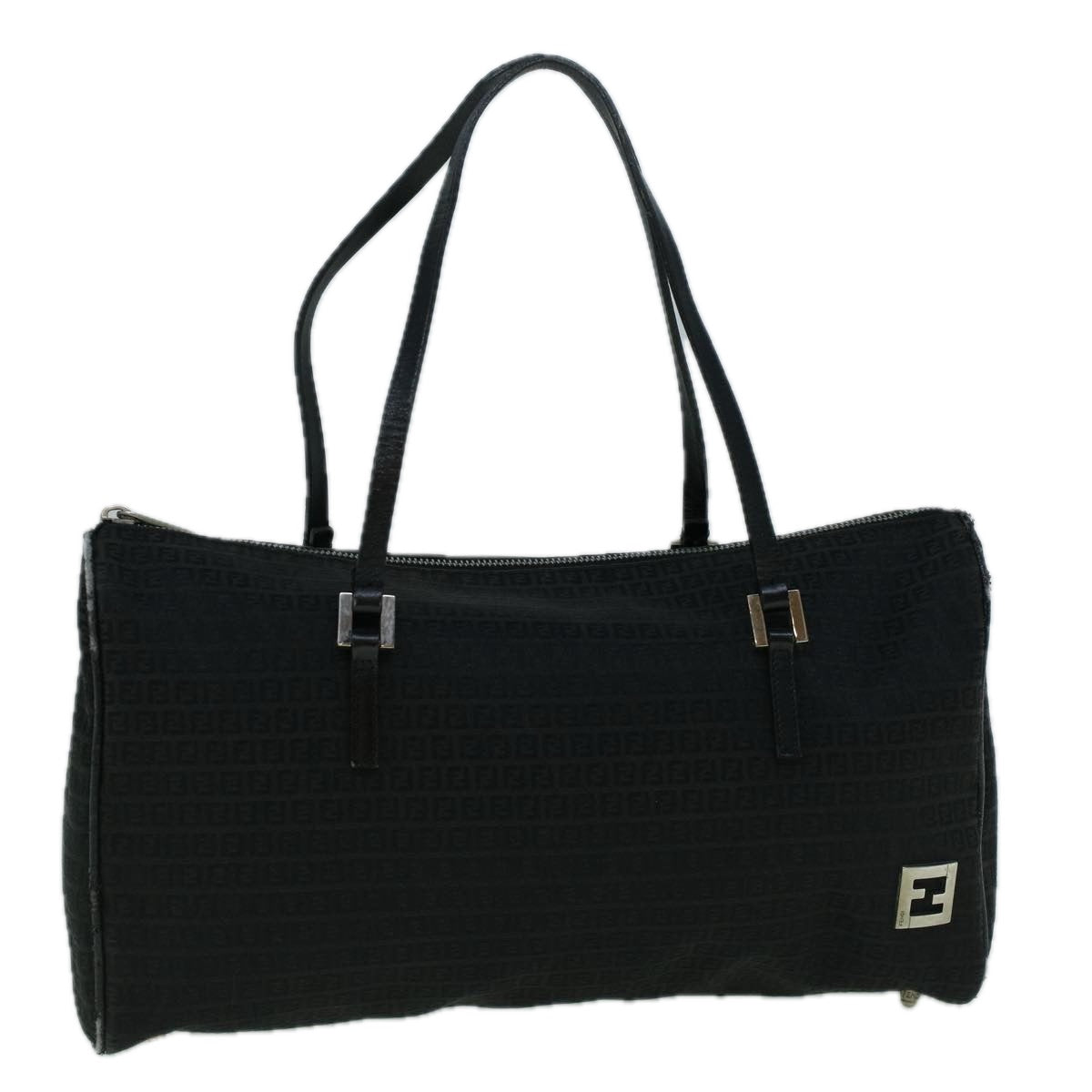 FENDI Zucchino Canvas Tote Bag Black 60395