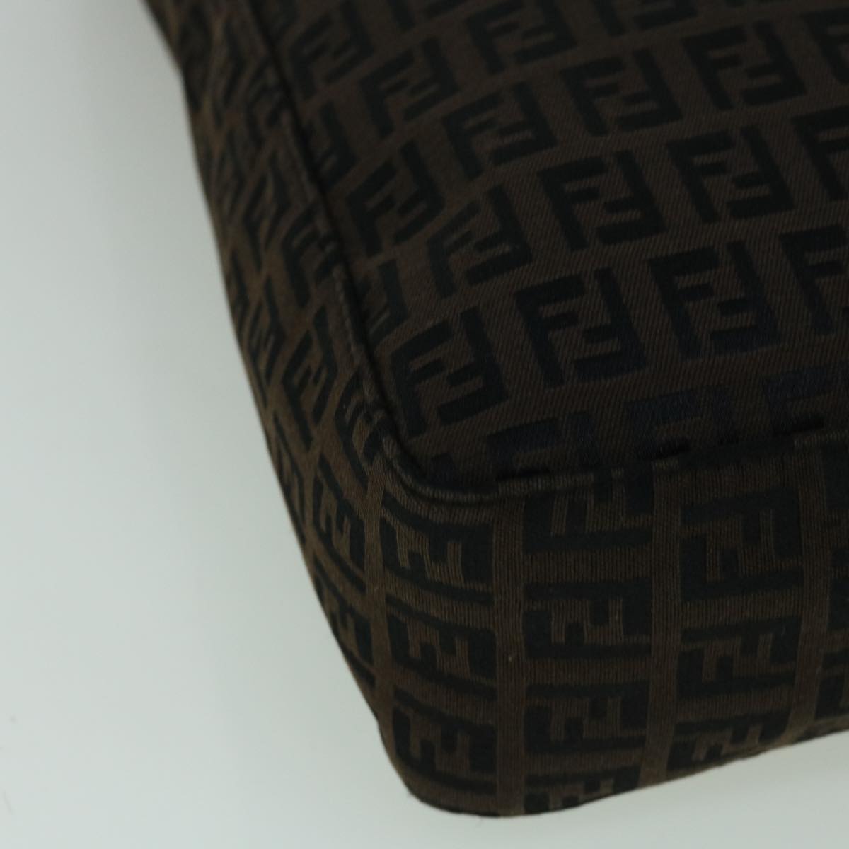 FENDI Zucchino Canvas Tote Bag Brown Black 60396