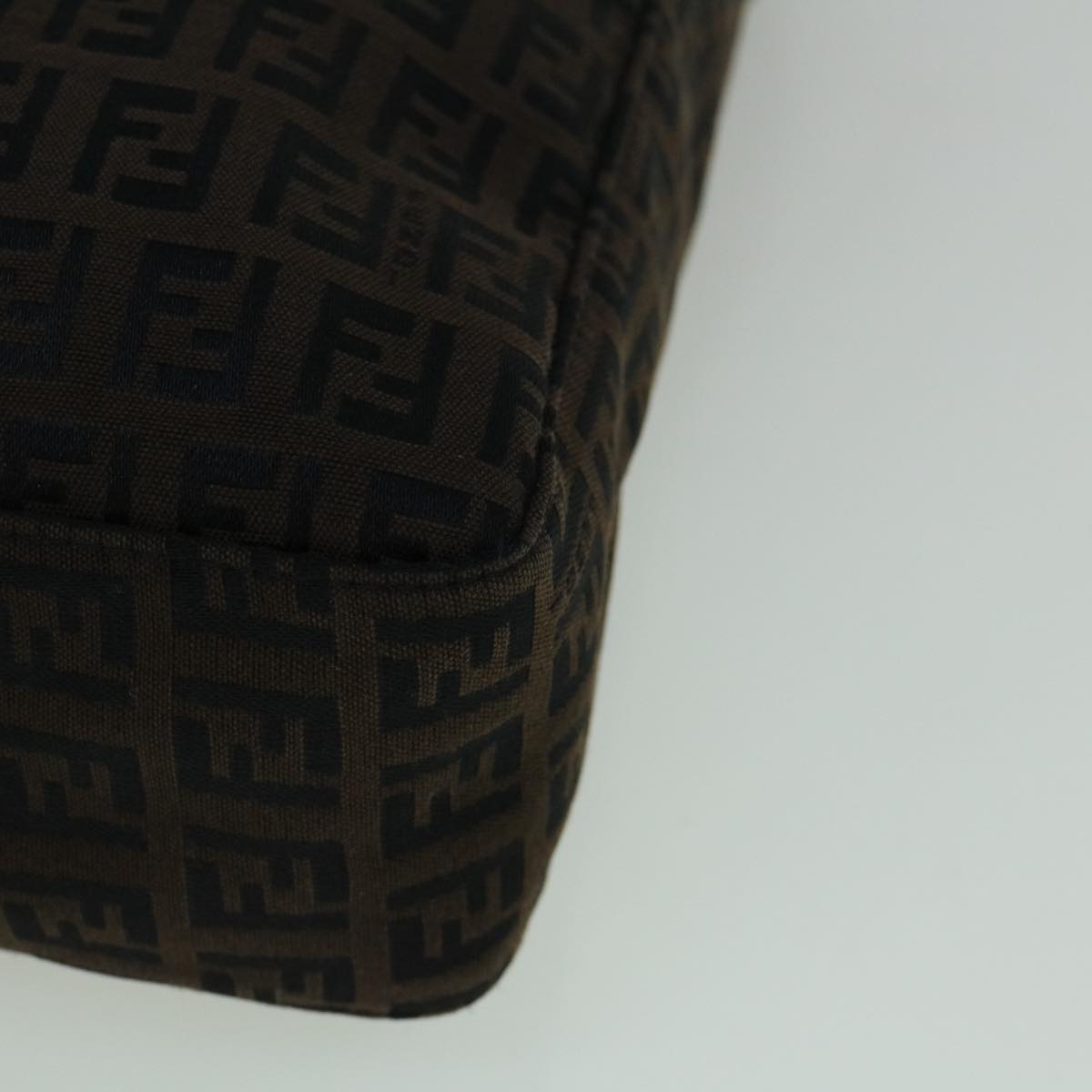 FENDI Zucchino Canvas Tote Bag Brown Black 60396