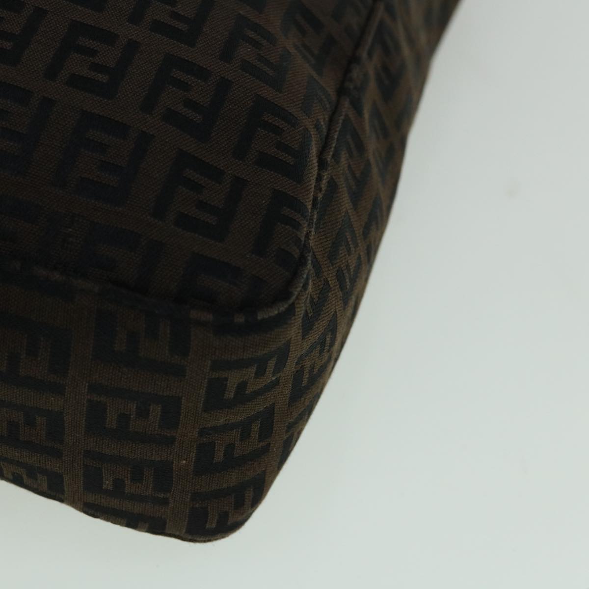 FENDI Zucchino Canvas Tote Bag Brown Black 60396