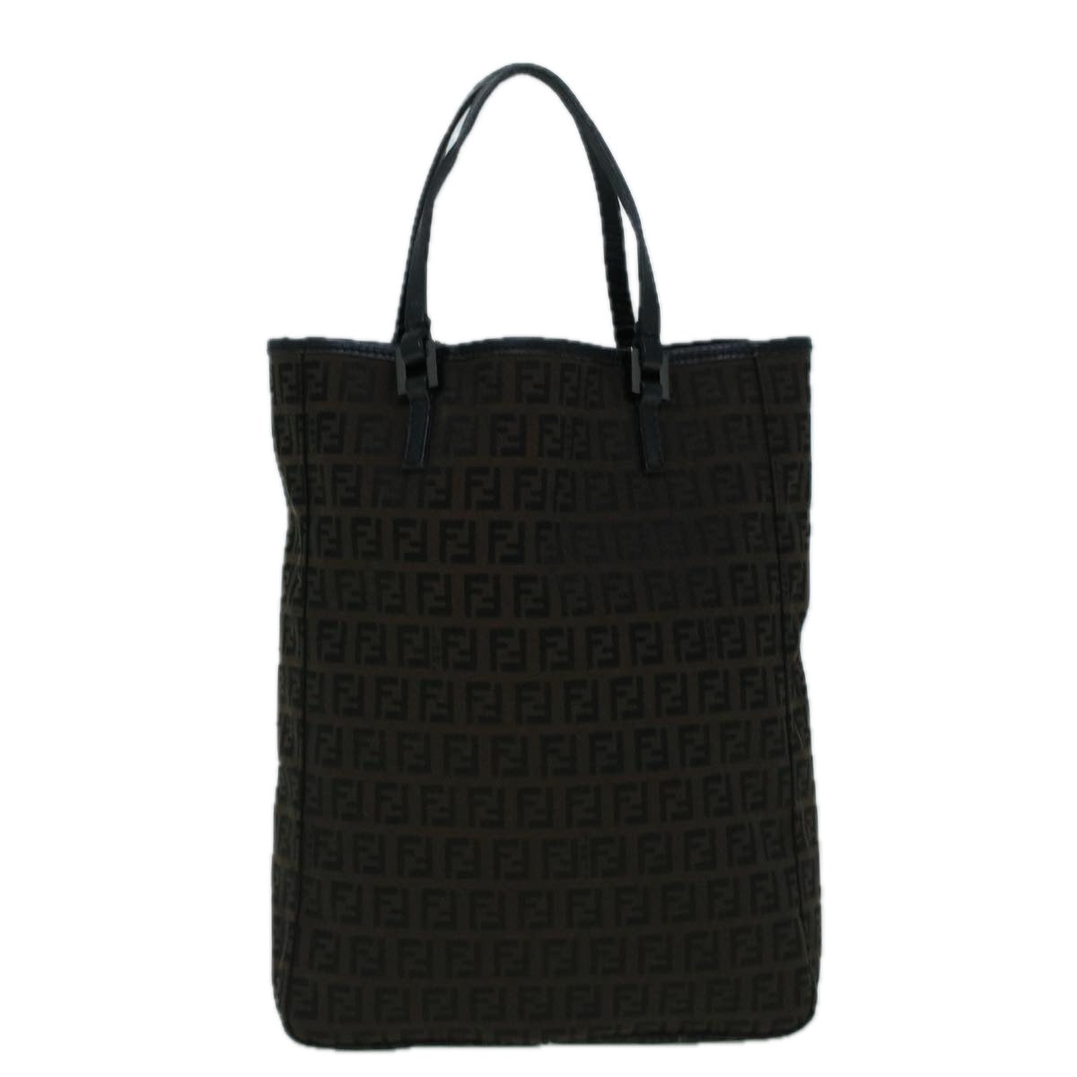FENDI Zucchino Canvas Tote Bag Brown Black 60396