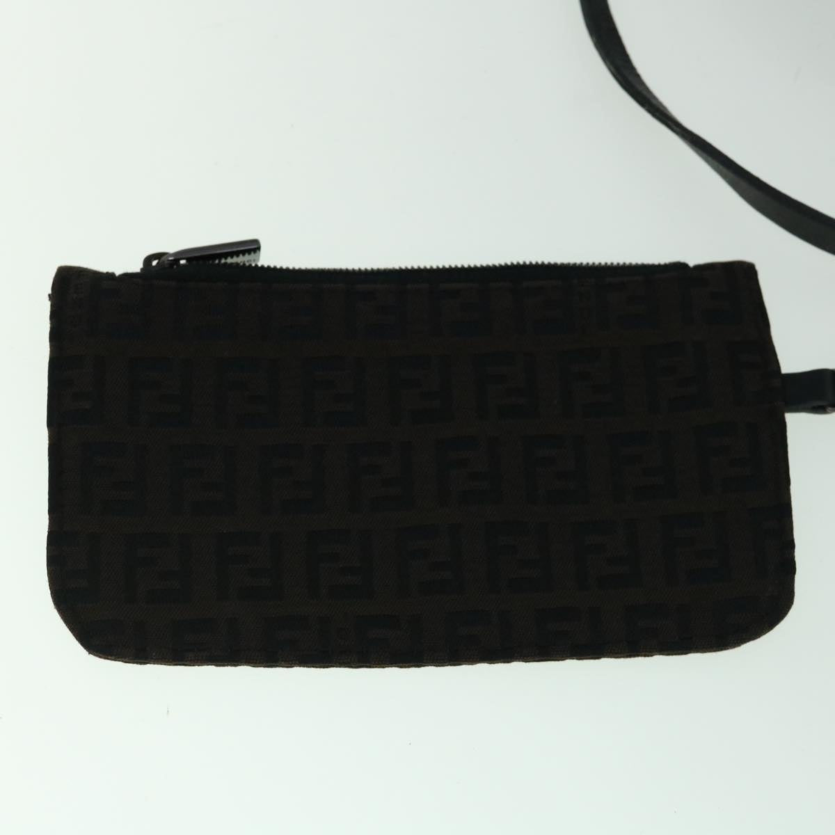 FENDI Zucchino Canvas Tote Bag Brown Black 60396