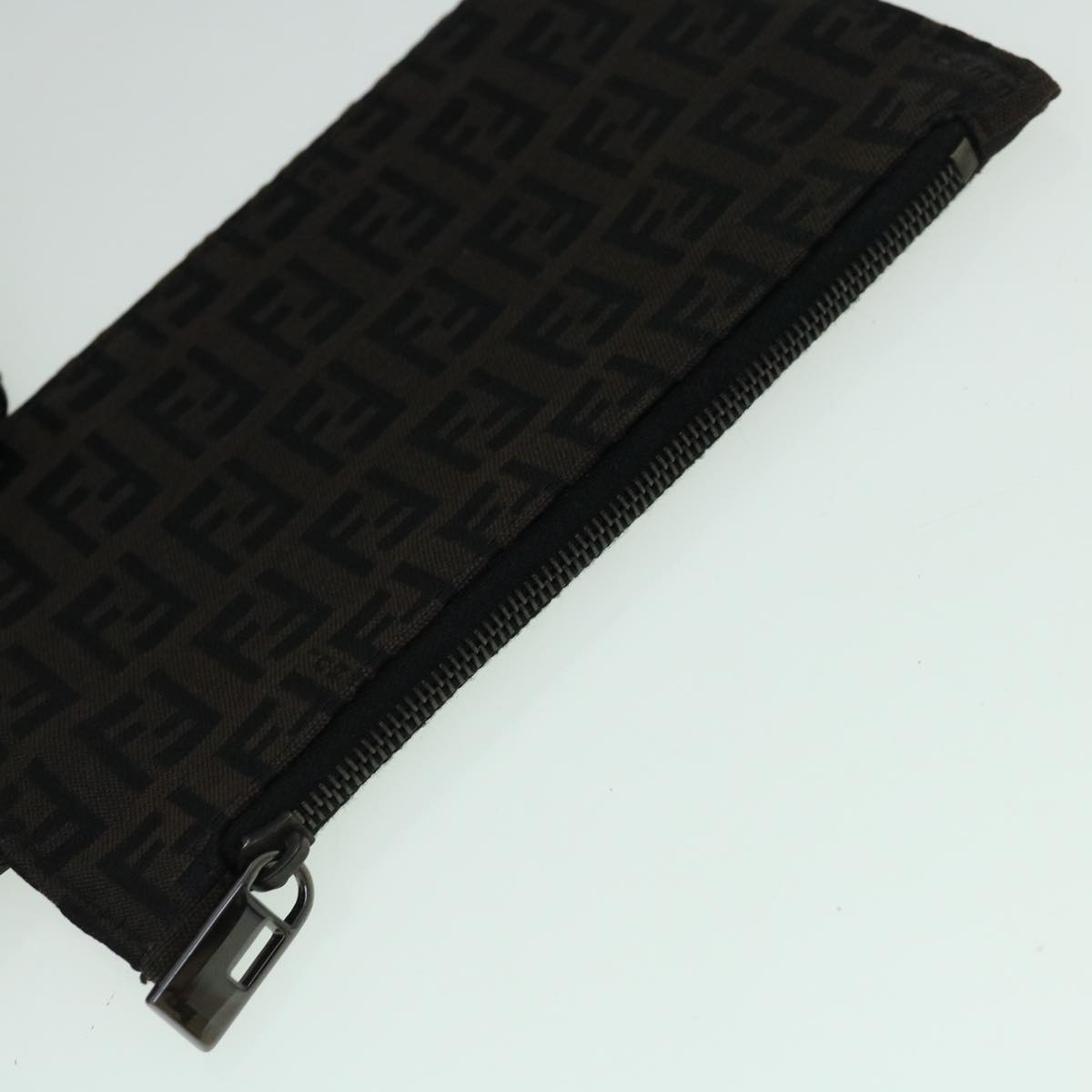 FENDI Zucchino Canvas Tote Bag Brown Black 60396