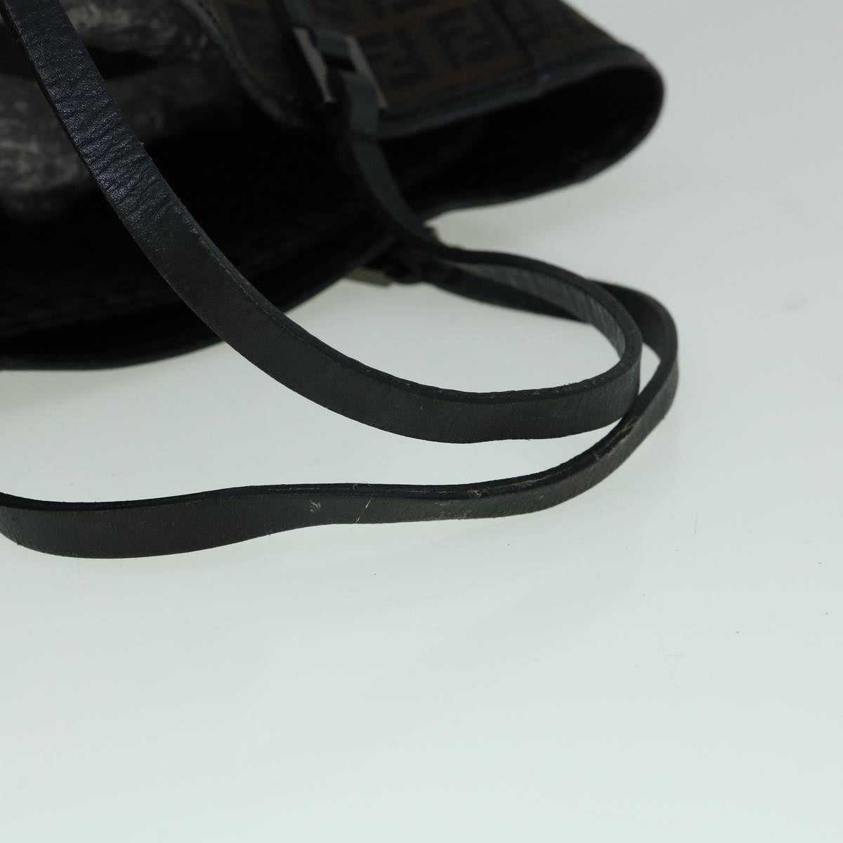 FENDI Zucchino Canvas Tote Bag Brown Black 60396