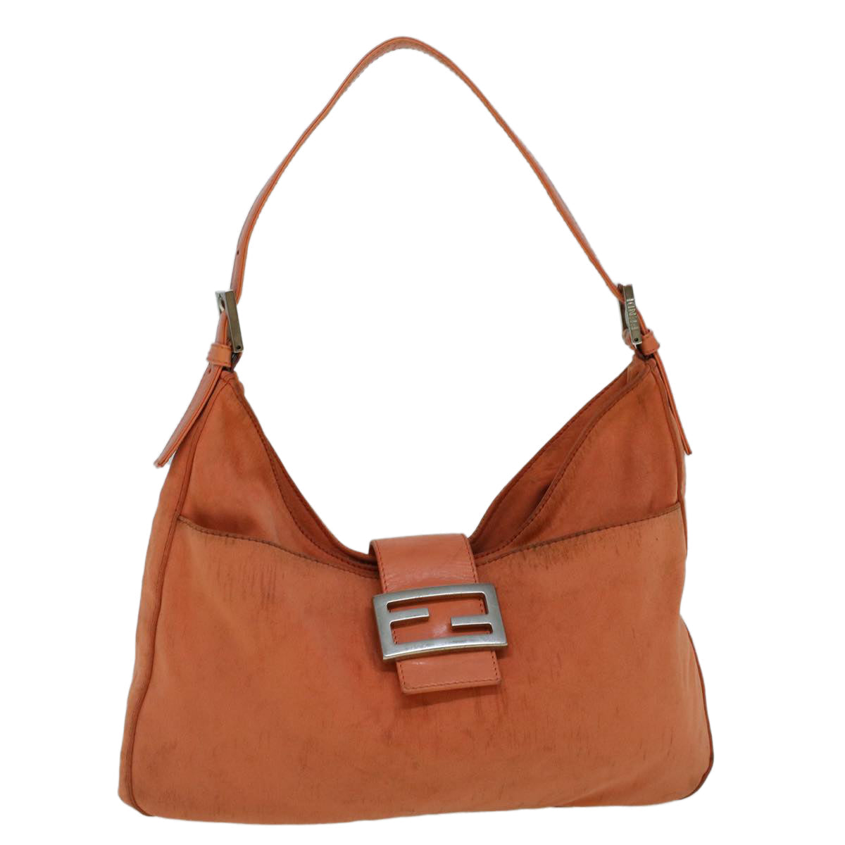 FENDI Mamma Baguette Shoulder Bag Nylon Orange 60423
