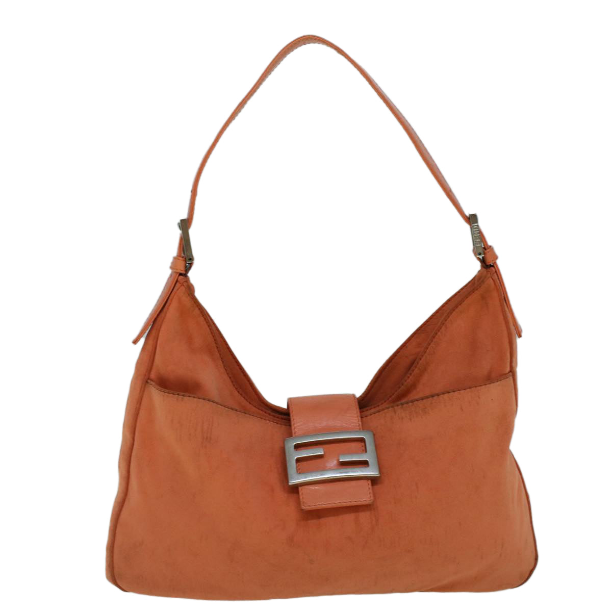FENDI Mamma Baguette Shoulder Bag Nylon Orange 60423