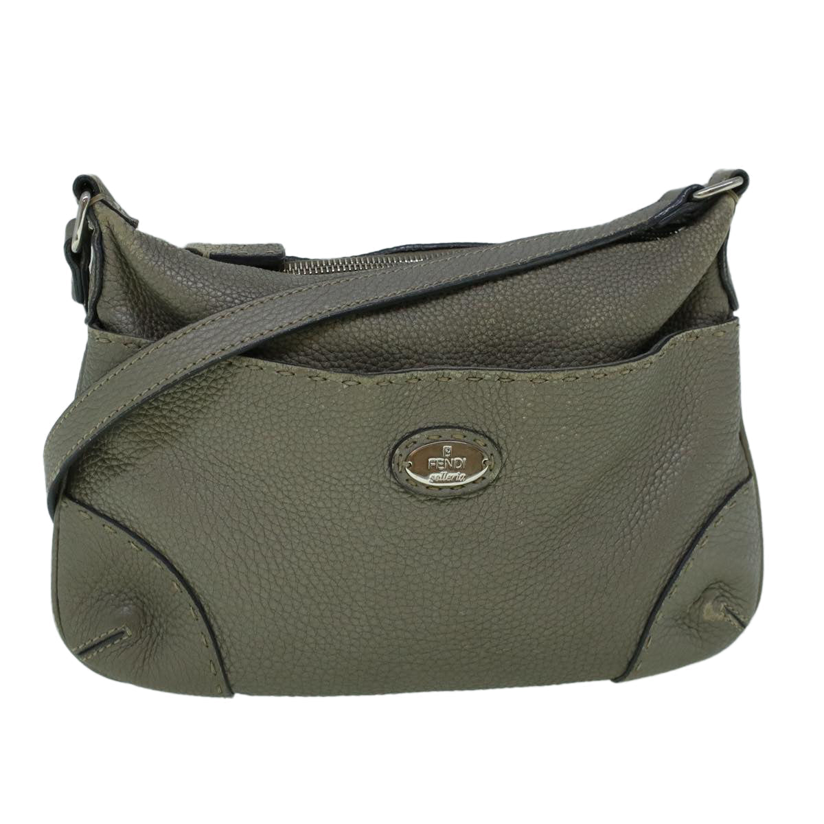 FENDI Shoulder Bag Leather Gray 60425