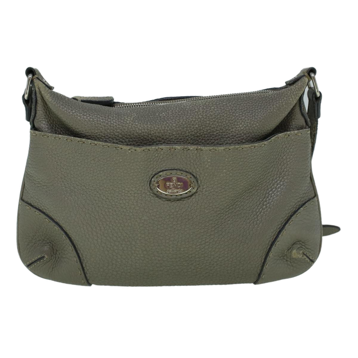 FENDI Shoulder Bag Leather Gray 60425