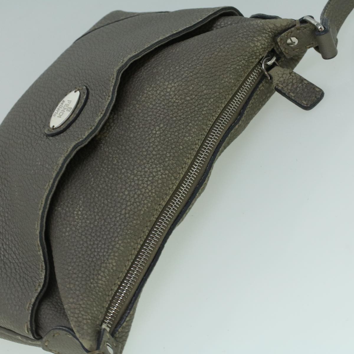 FENDI Shoulder Bag Leather Gray 60425