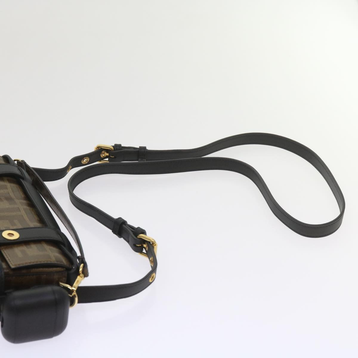FENDI Zucca Canvas Shoulder Bag Black Brown 60492A
