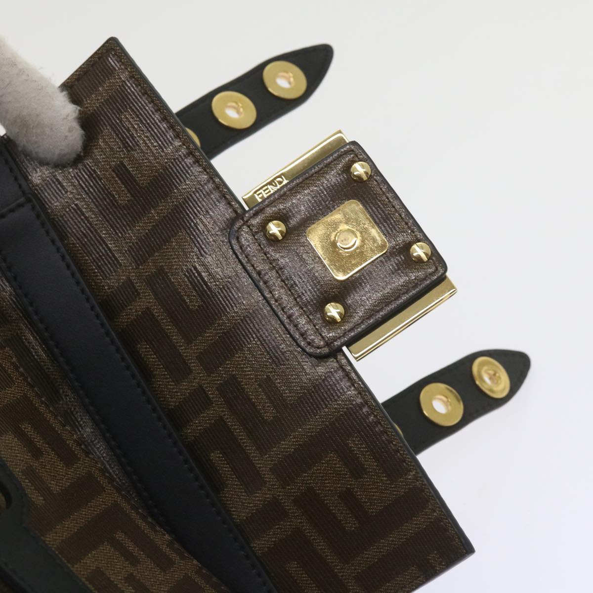 FENDI Zucca Canvas Shoulder Bag Black Brown 60492A