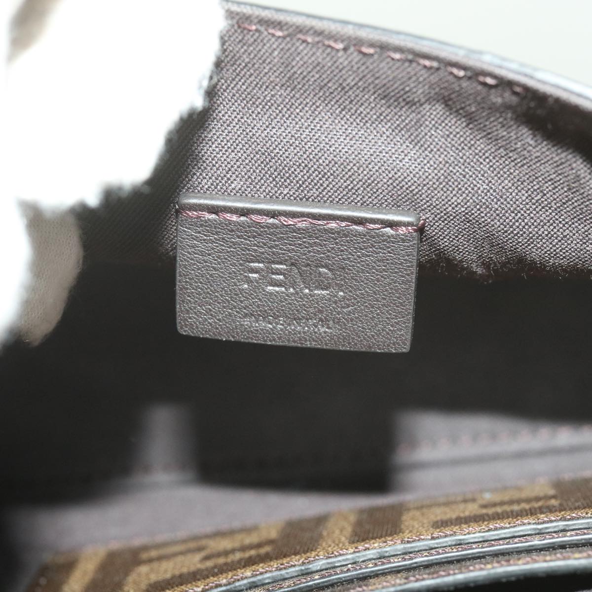 FENDI Zucca Canvas Shoulder Bag Black Brown 60492A