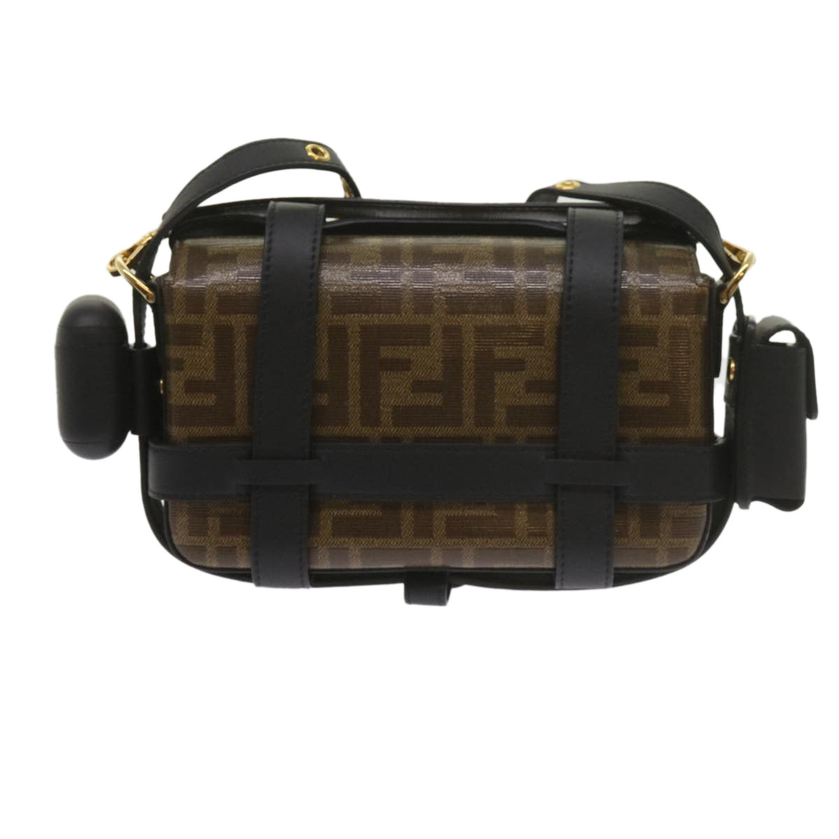 FENDI Zucca Canvas Shoulder Bag Black Brown 60492A