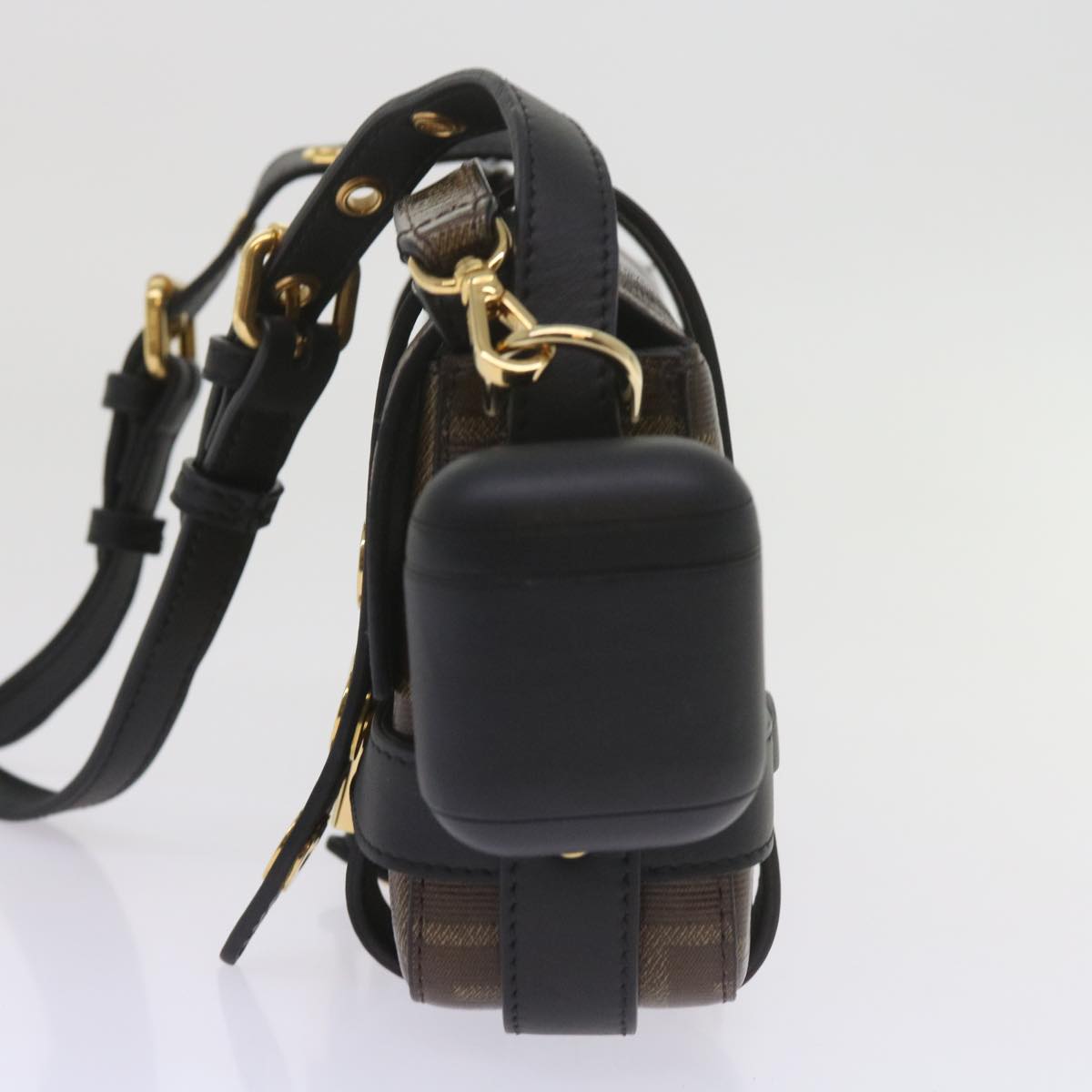FENDI Zucca Canvas Shoulder Bag Black Brown 60492A