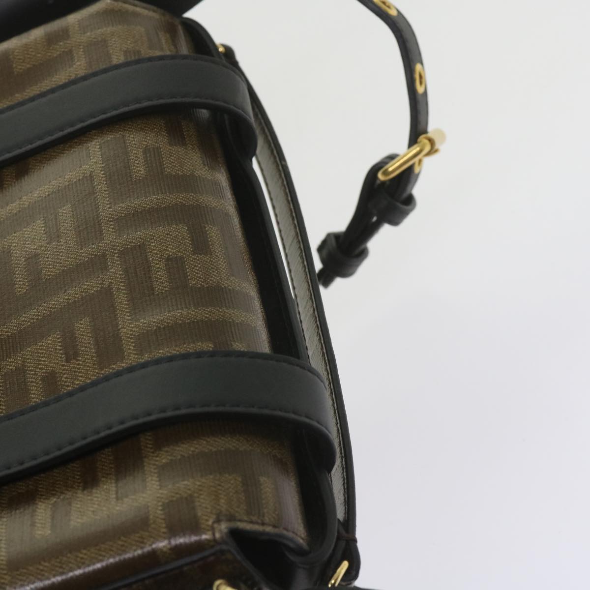 FENDI Zucca Canvas Shoulder Bag Black Brown 60492A