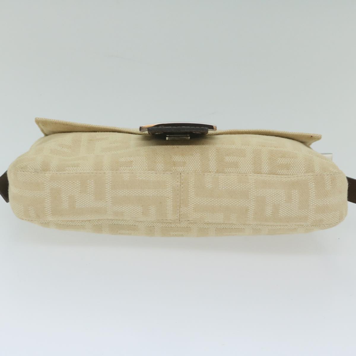 FENDI Zucca Canvas Mamma Baguette Shoulder Bag Canvas Leather Beige 60498