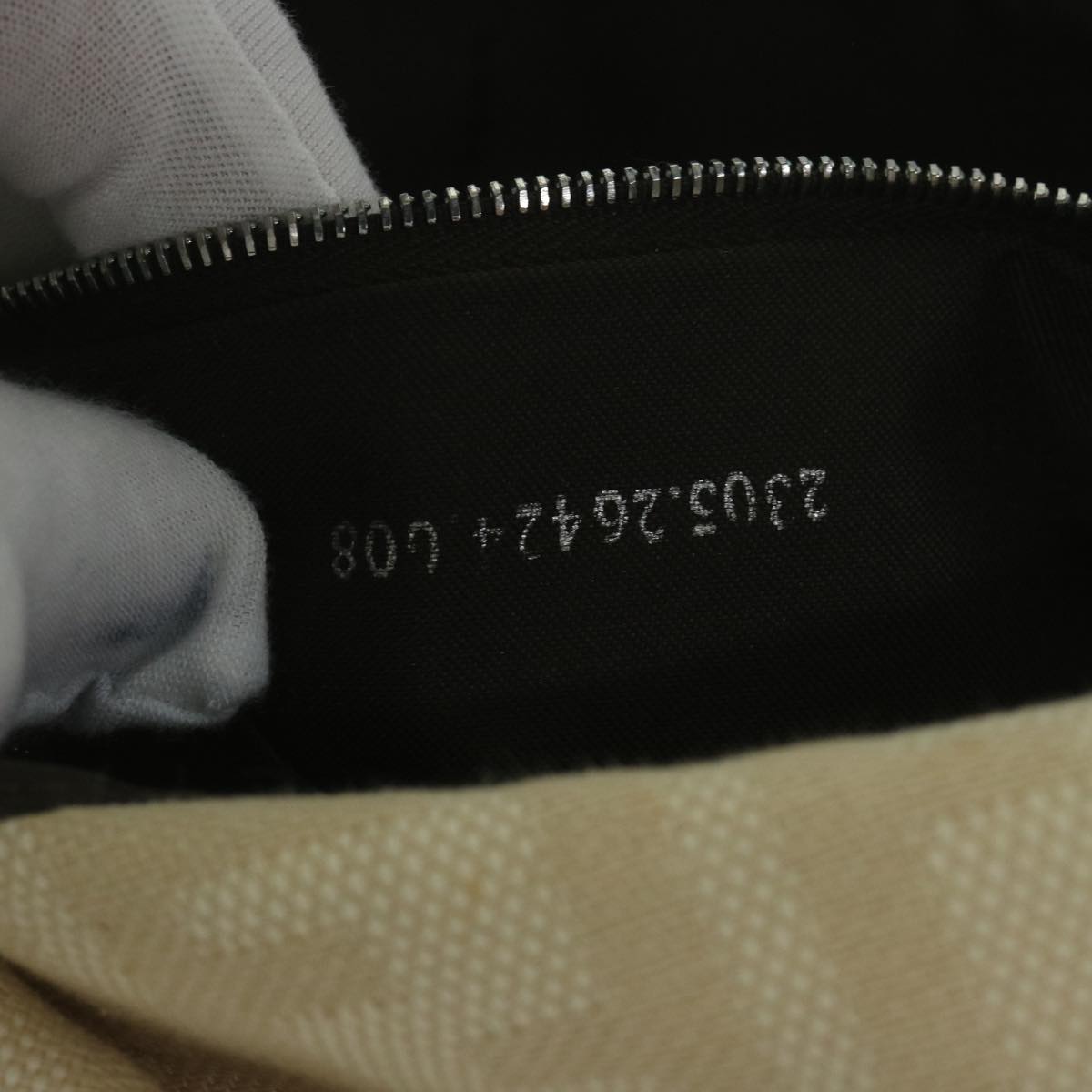 FENDI Zucca Canvas Mamma Baguette Shoulder Bag Canvas Leather Beige 60498