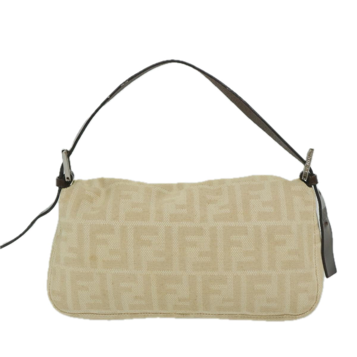 FENDI Zucca Canvas Mamma Baguette Shoulder Bag Canvas Leather Beige 60498