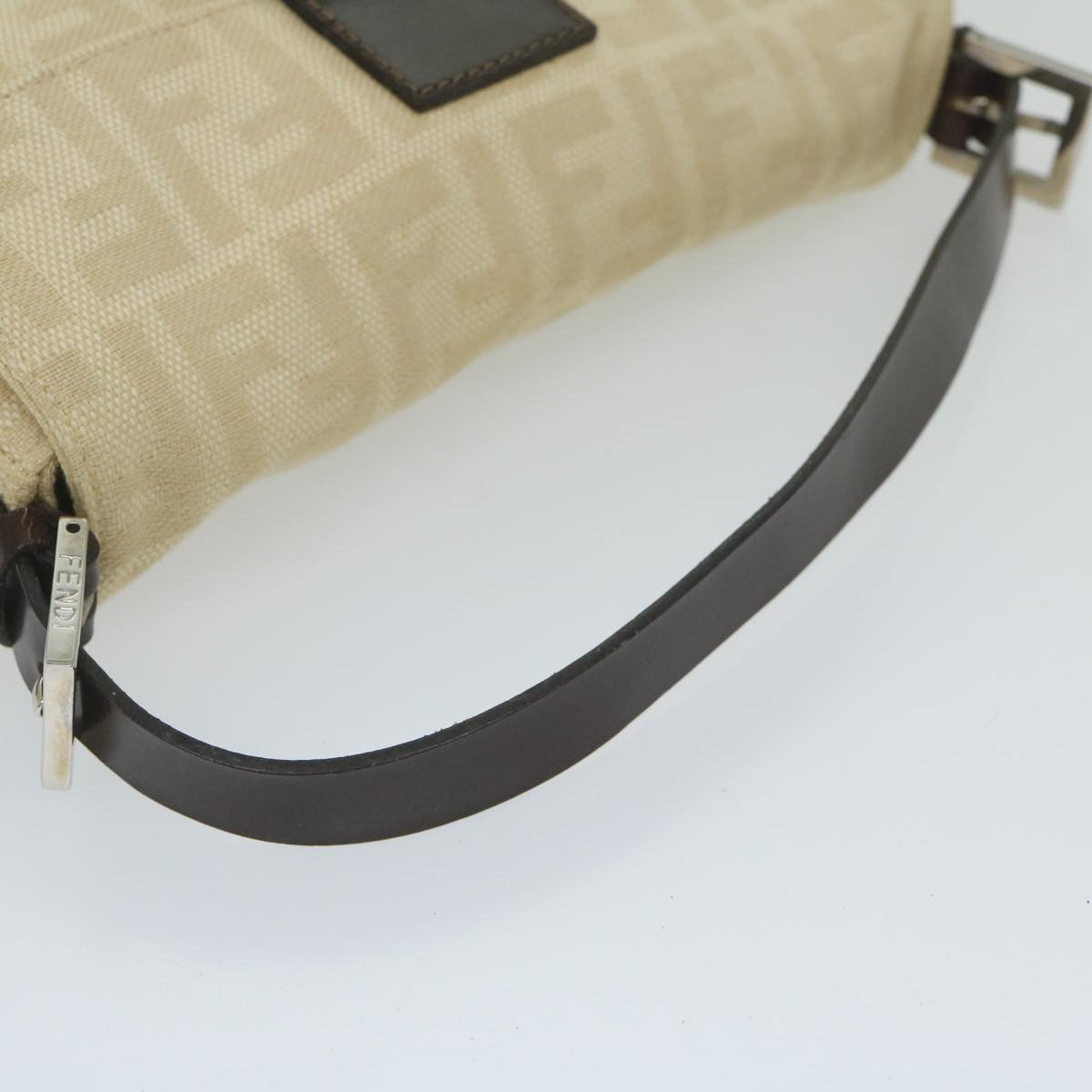 FENDI Zucca Canvas Mamma Baguette Shoulder Bag Canvas Leather Beige 60498