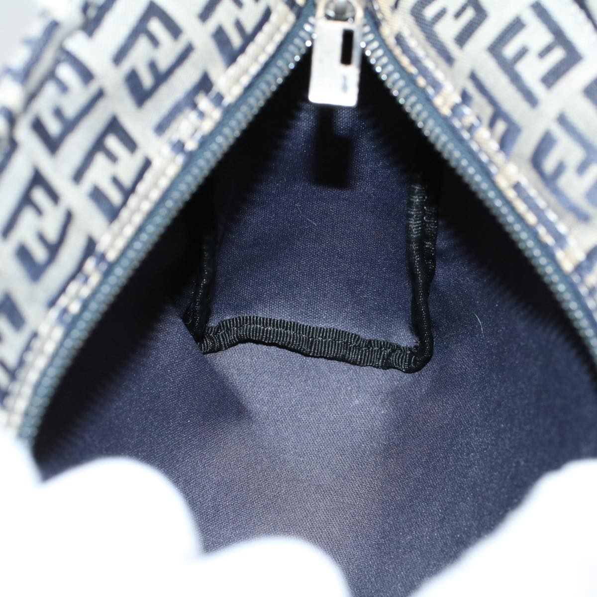 FENDI Zucchino Canvas Hand Bag Navy 60500