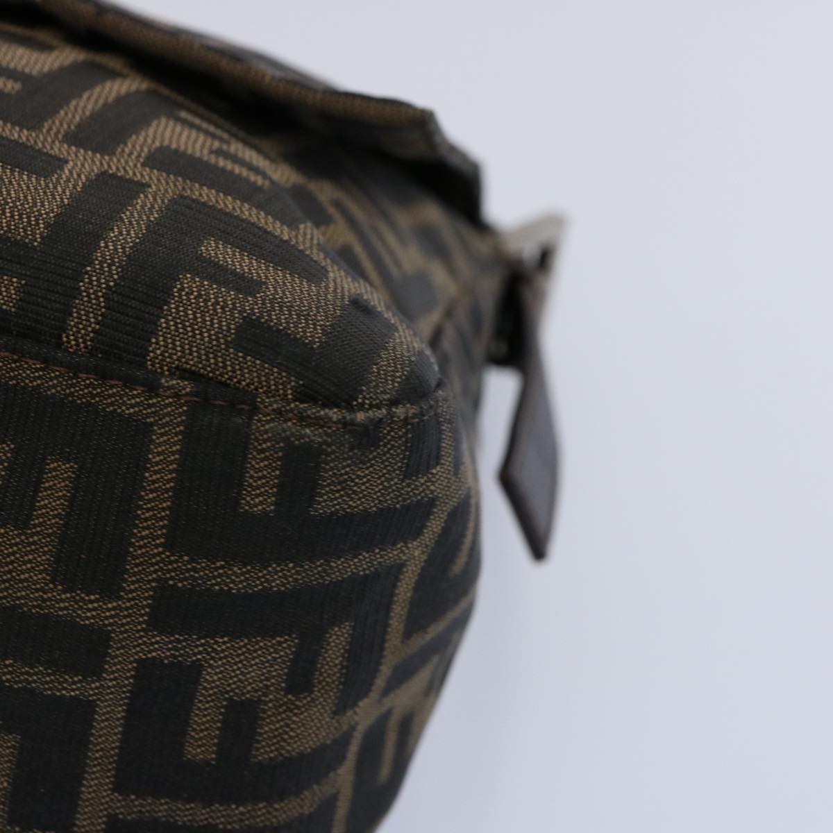 FENDI Zucca Canvas Mamma Baguette Shoulder Bag Black Brown 60535