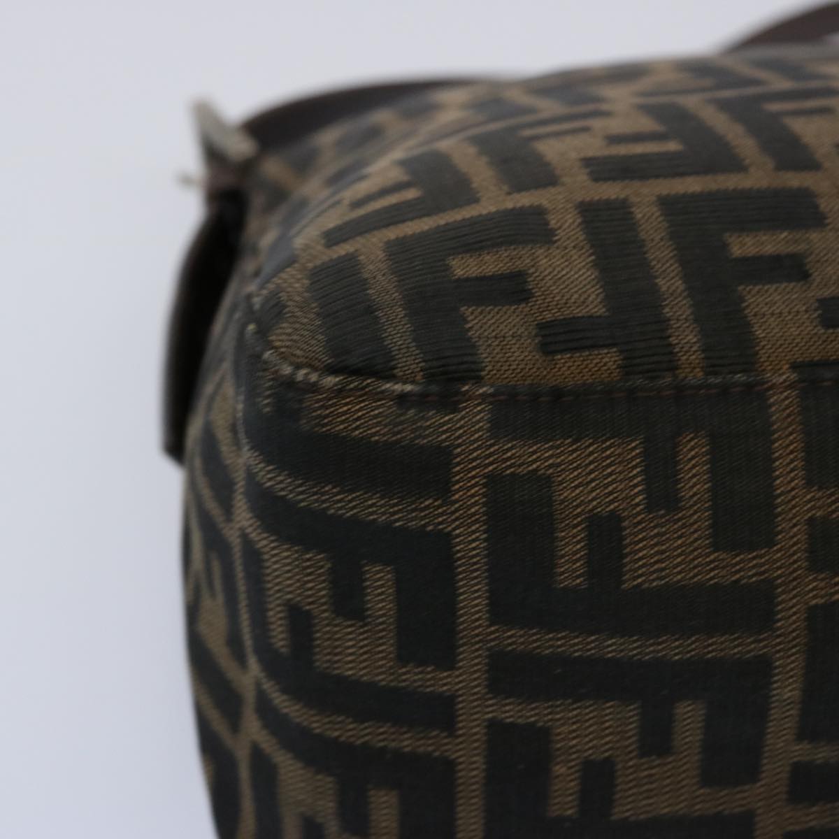 FENDI Zucca Canvas Mamma Baguette Shoulder Bag Black Brown 60535