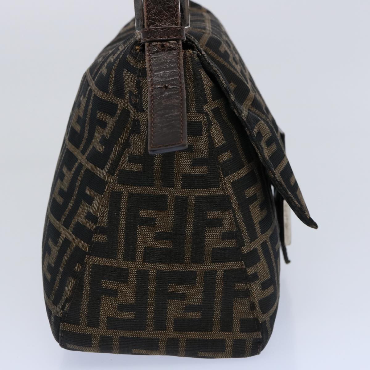FENDI Zucca Canvas Mamma Baguette Shoulder Bag Black Brown 60535