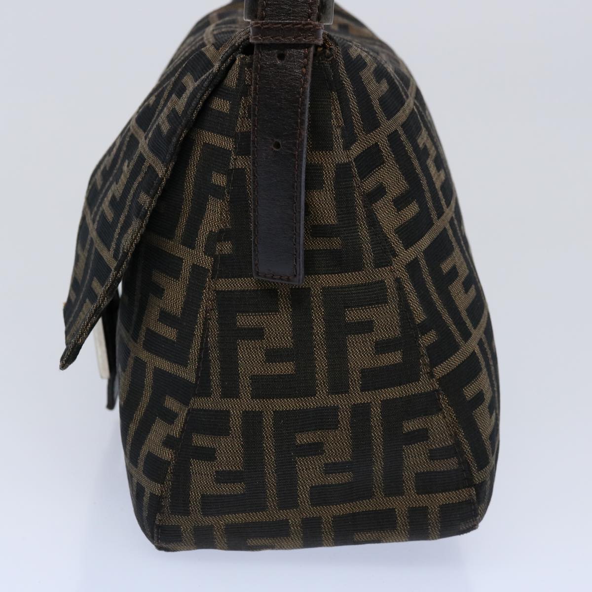 FENDI Zucca Canvas Mamma Baguette Shoulder Bag Black Brown 60535
