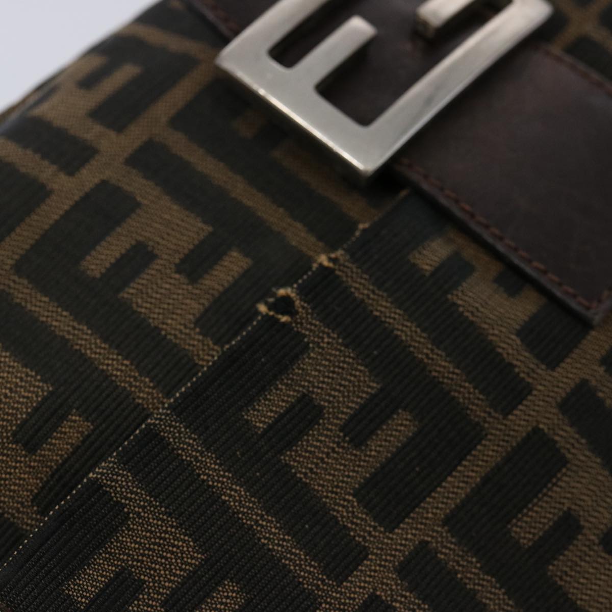 FENDI Zucca Canvas Mamma Baguette Shoulder Bag Black Brown 60535