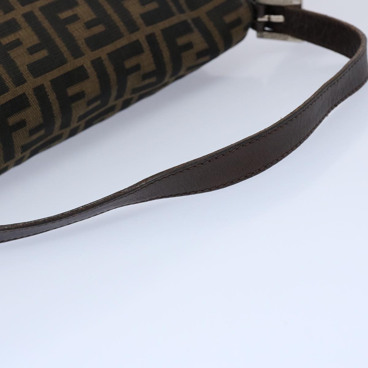 FENDI Zucca Canvas Mamma Baguette Shoulder Bag Black Brown 60535