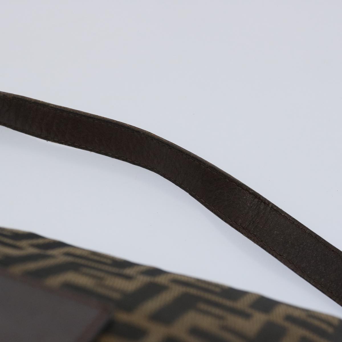 FENDI Zucca Canvas Mamma Baguette Shoulder Bag Black Brown 60535