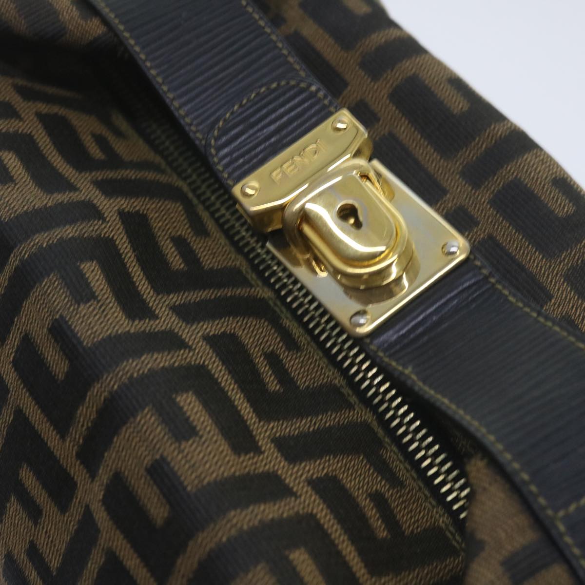 FENDI Zucca Canvas Vanity Cosmetic Pouch Black Brown 60536
