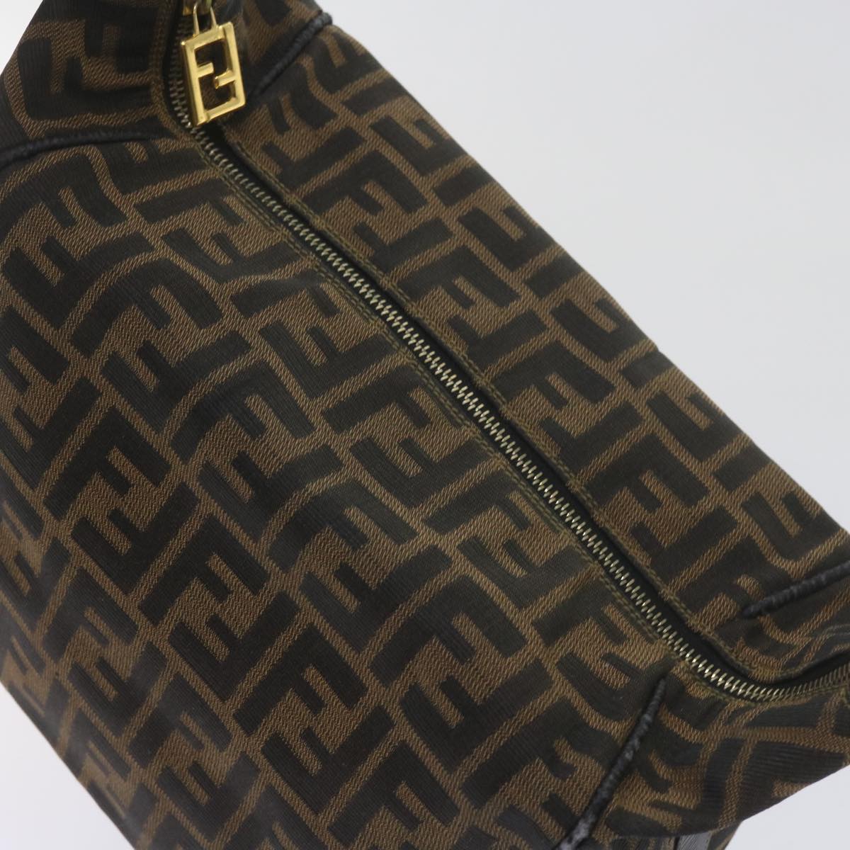 FENDI Zucca Canvas Vanity Cosmetic Pouch Black Brown 60536