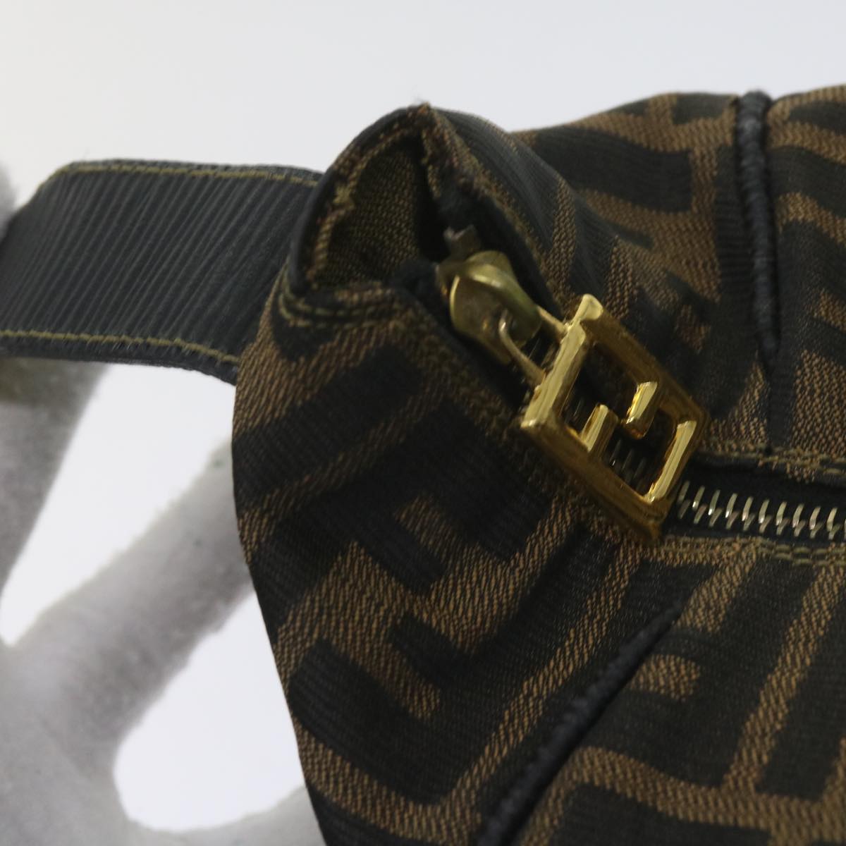 FENDI Zucca Canvas Vanity Cosmetic Pouch Black Brown 60536