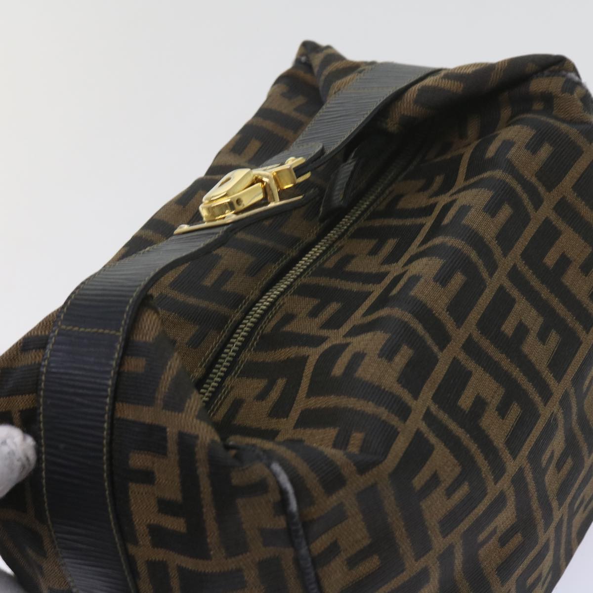 FENDI Zucca Canvas Vanity Cosmetic Pouch Black Brown 60536