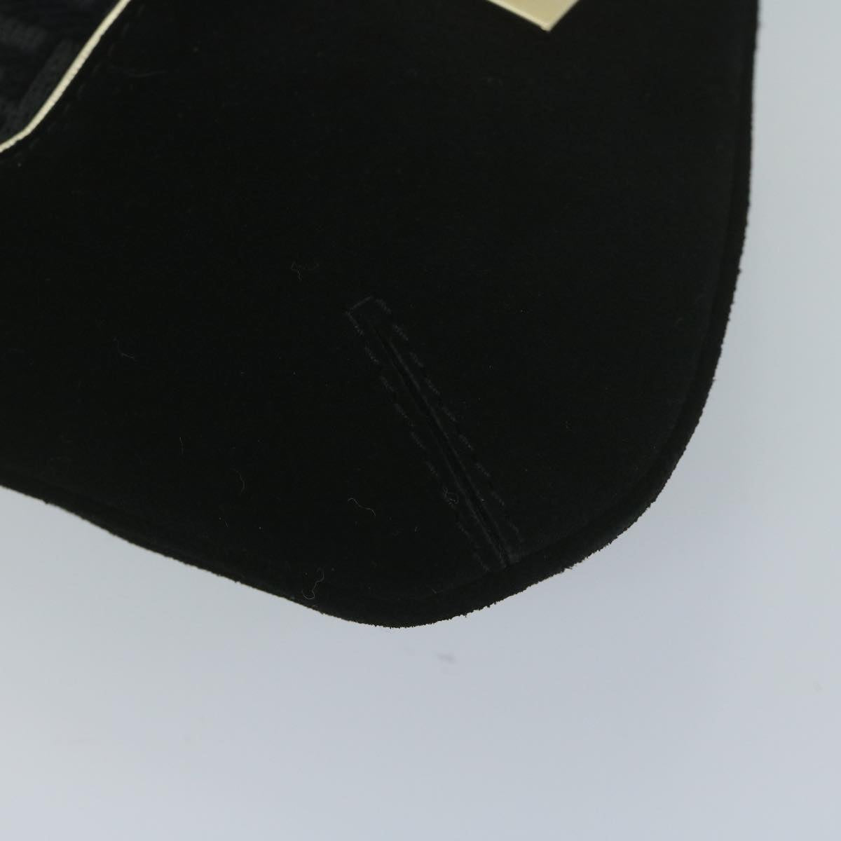 FENDI Zucchino Canvas Shoulder Bag Black 60578