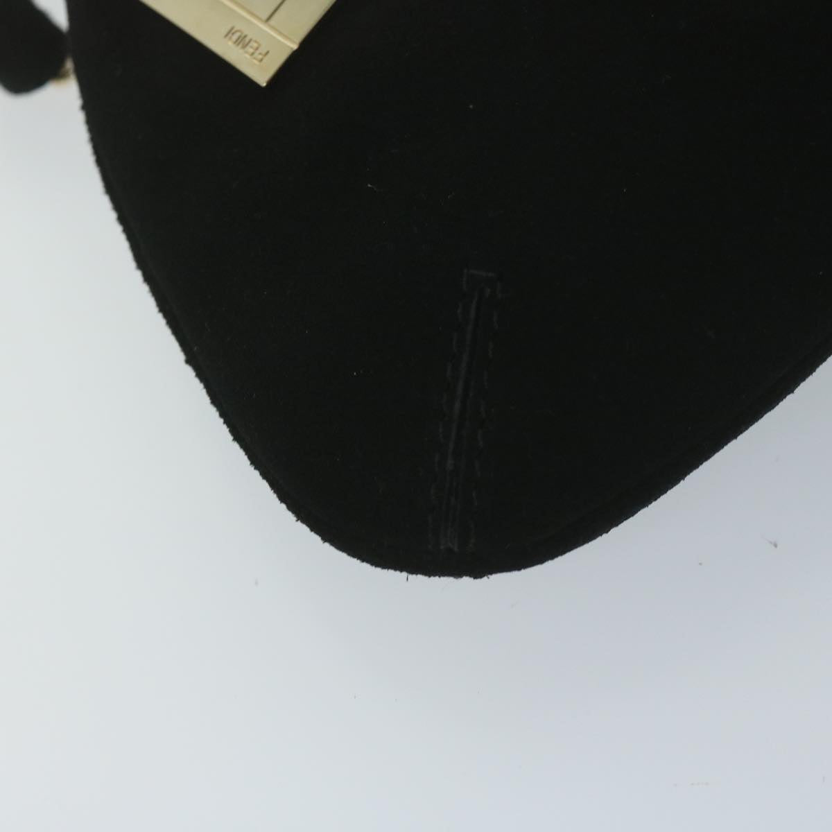 FENDI Zucchino Canvas Shoulder Bag Black 60578