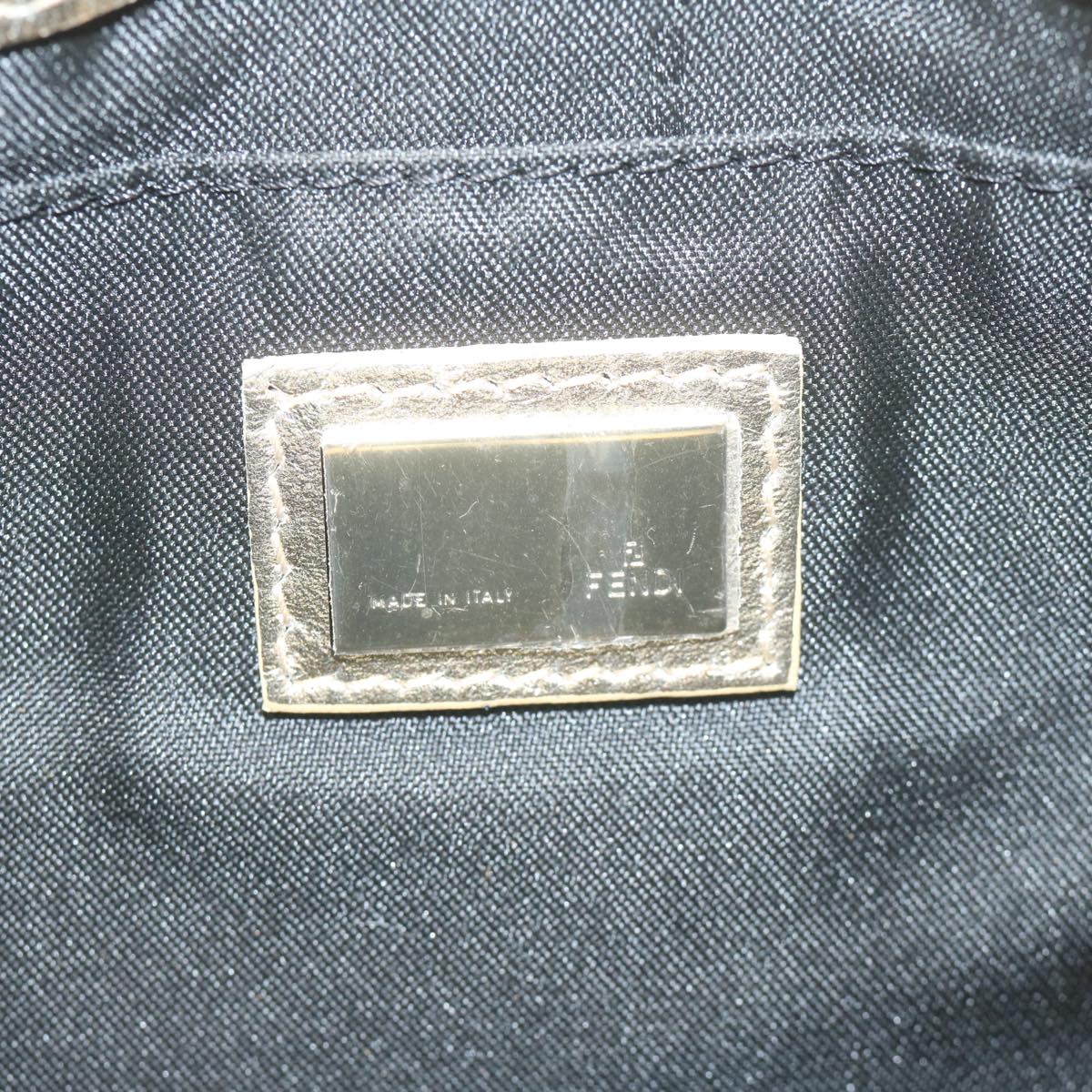 FENDI Zucchino Canvas Shoulder Bag Black 60578