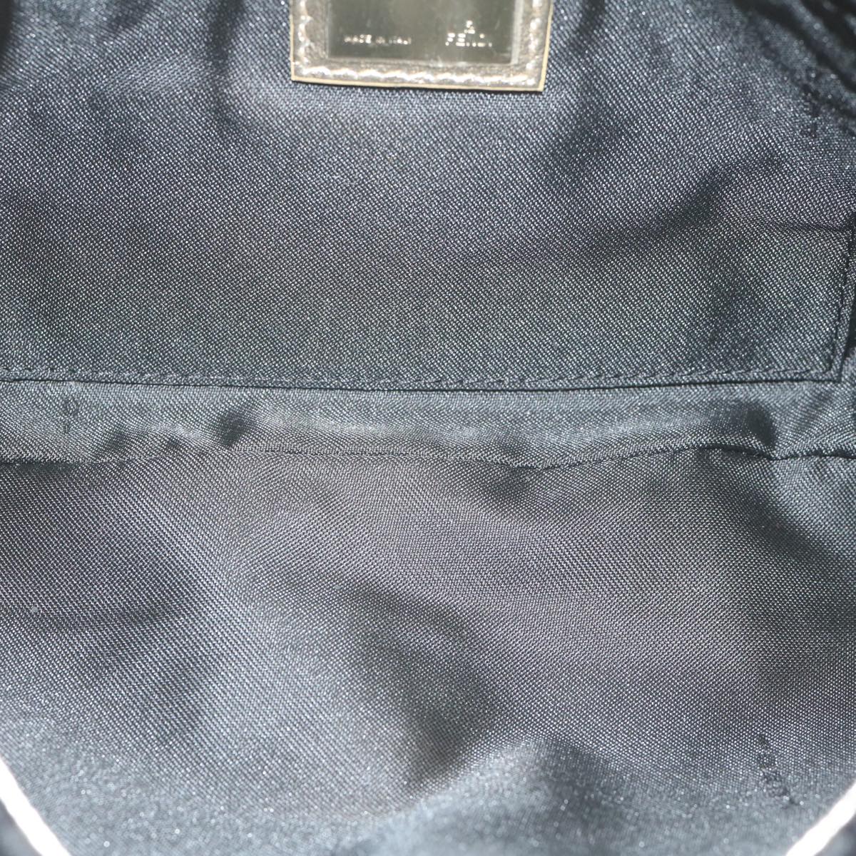 FENDI Zucchino Canvas Shoulder Bag Black 60578