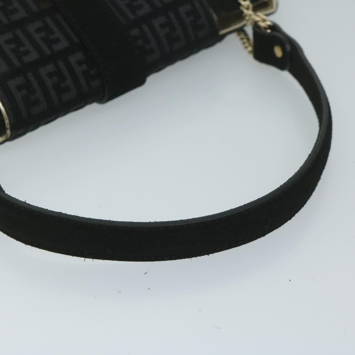 FENDI Zucchino Canvas Shoulder Bag Black 60578