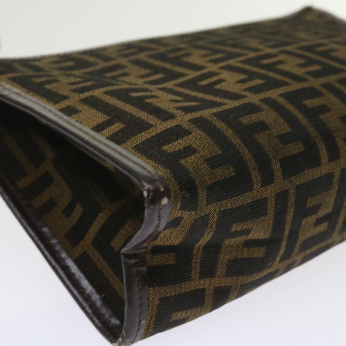 FENDI Zucca Canvas Clutch Bag Black Brown 60602