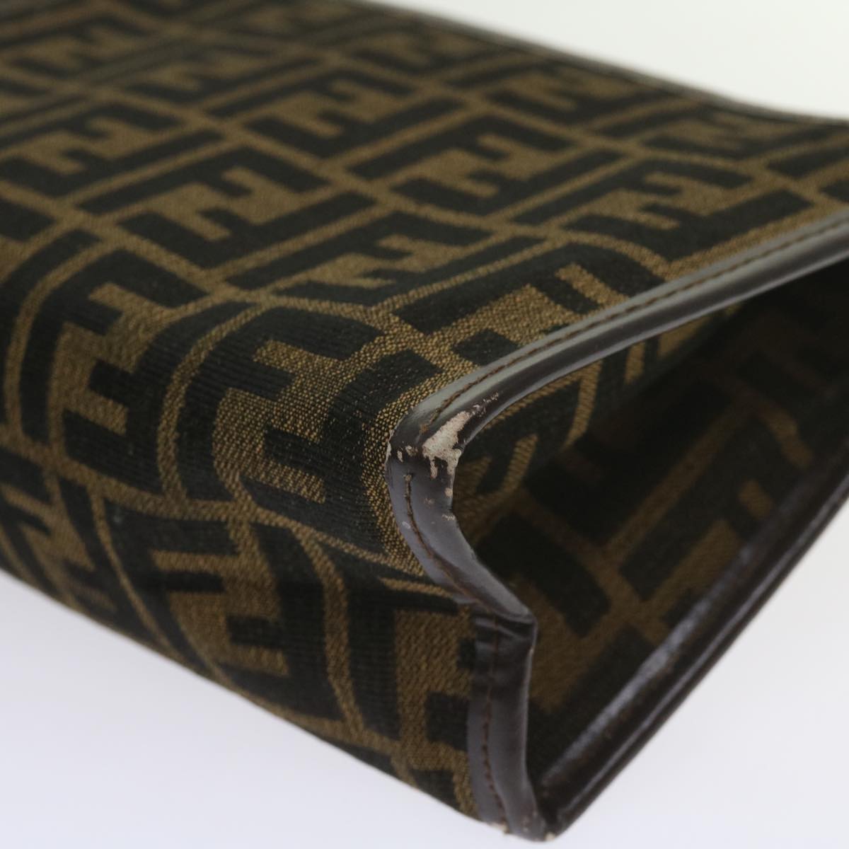 FENDI Zucca Canvas Clutch Bag Black Brown 60602