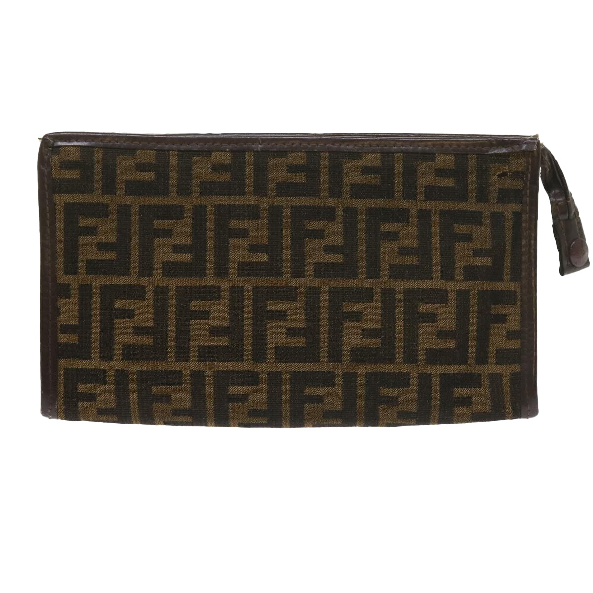 FENDI Zucca Canvas Clutch Bag Black Brown 60602