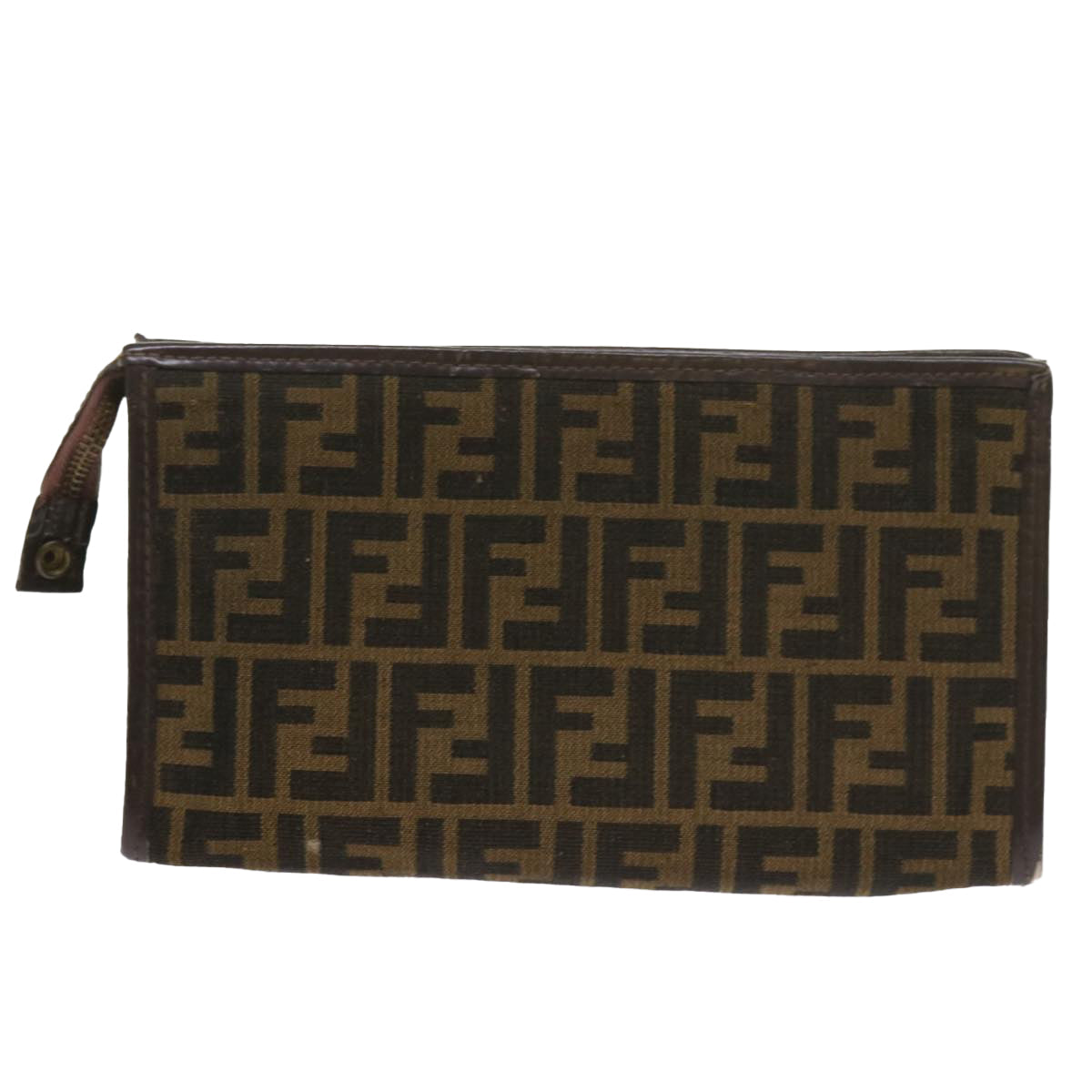 FENDI Zucca Canvas Clutch Bag Black Brown 60602